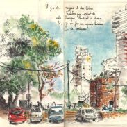 Stylo et aquarelle