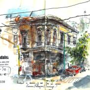 Stylo et aquarelle